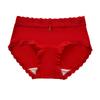 Women's Summer New Red Good Luck 10A Bacteriostatic Extended Middle Waist Triangle Briefs