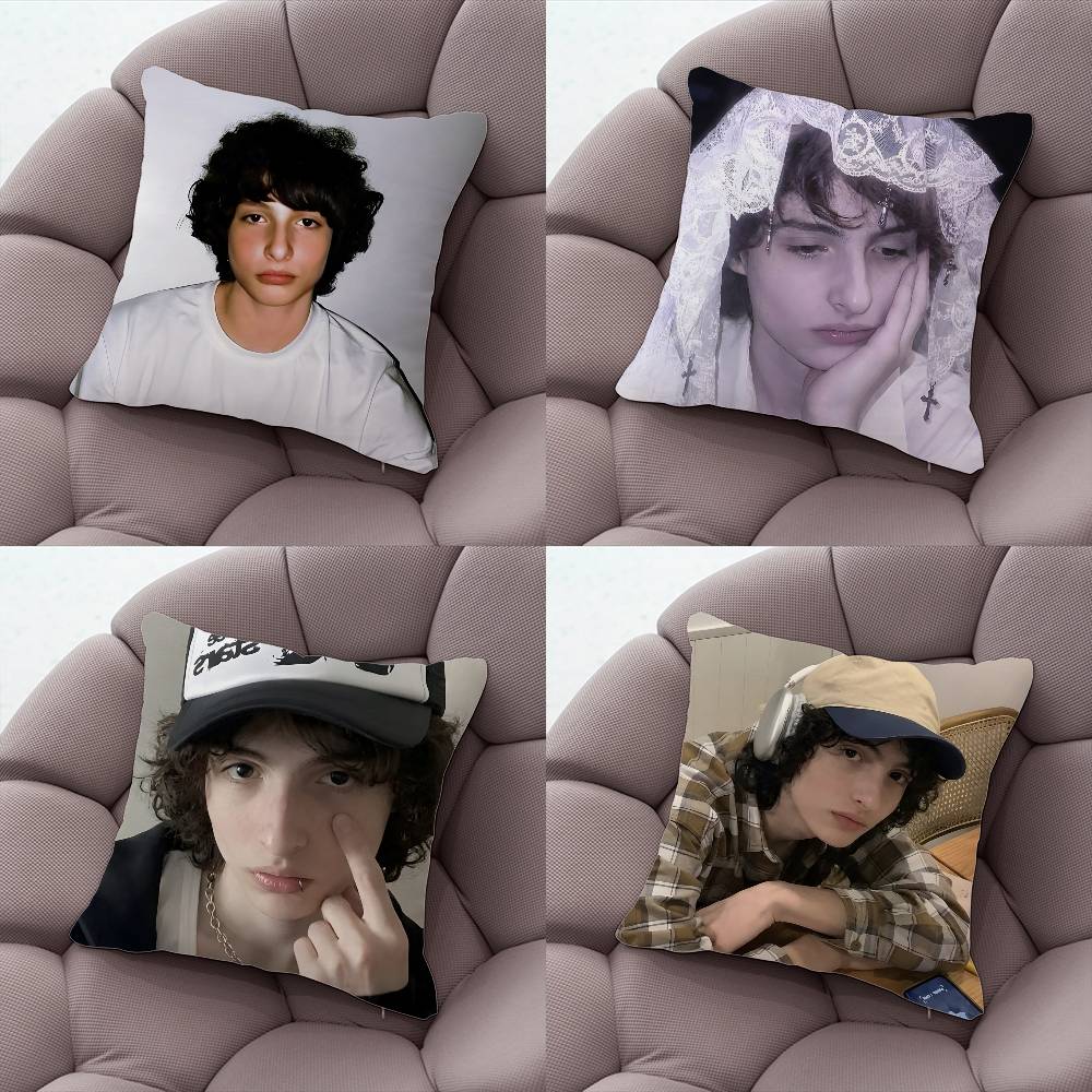FFinn Wolfhard Mike Stranger Pillow Case Plush Fabric Soft DoubleSided Printed Sofa Warm Winter Home Gift Cushion Cover