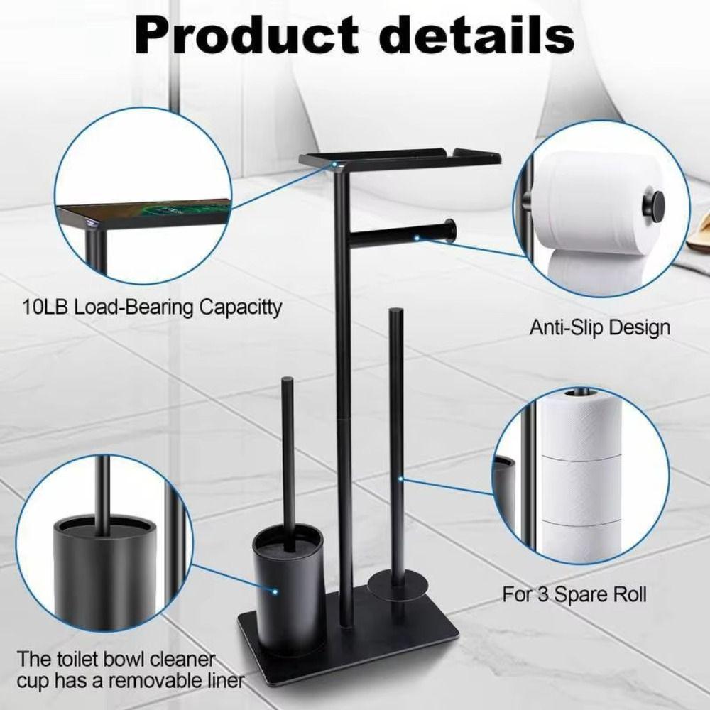 Rust-proof Floor Standing Toilet Roll Holder Freestanding Tissue Dispenser Hotel Bathroom