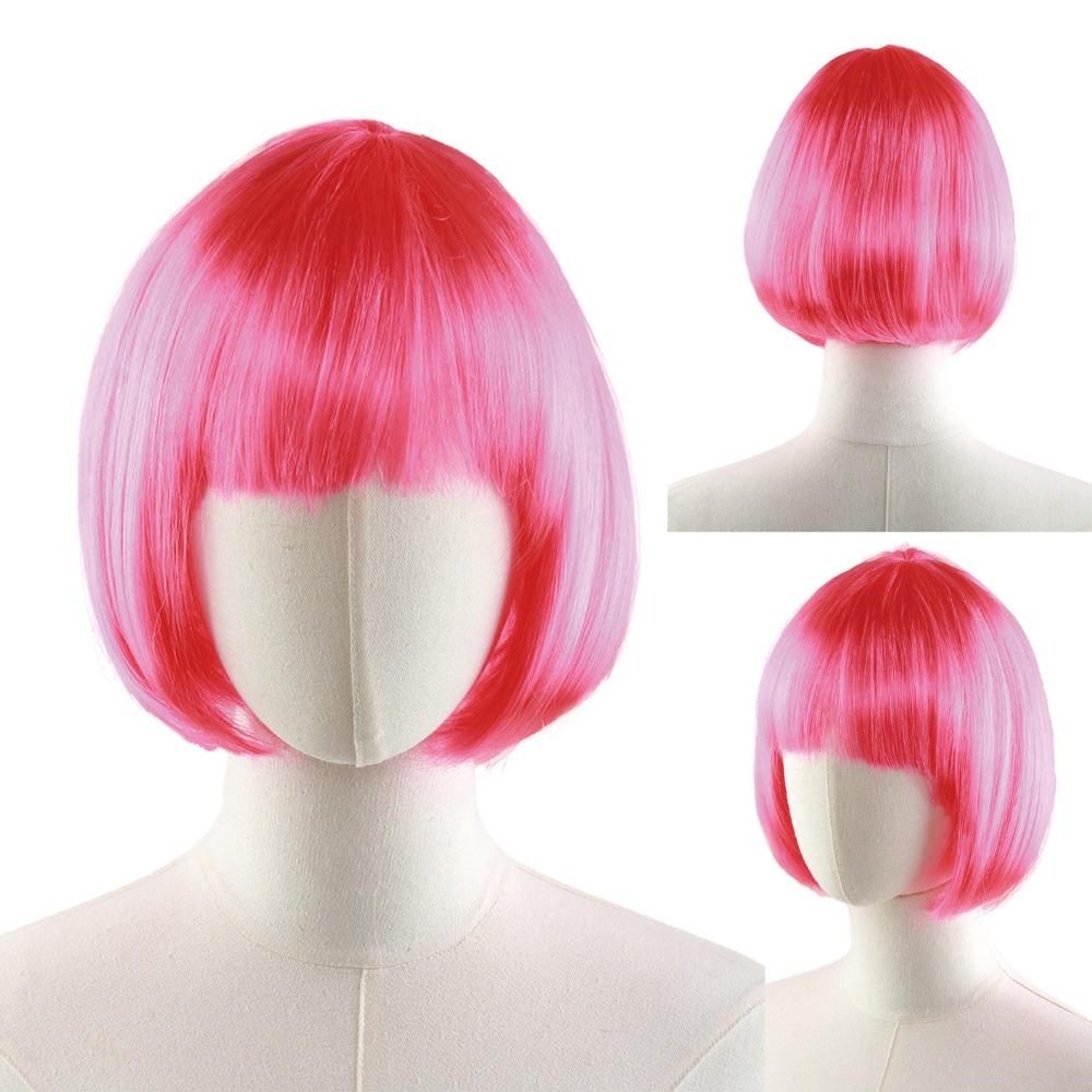 Funny Short Bob Wigs Xmas Wig Halloween Cosplay Anime Wigs Colored Straight Hair Stage Show