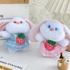 Adorable Long-eared Bunny Plush Doll Keychain With Cute Strawberry Dress 12cm