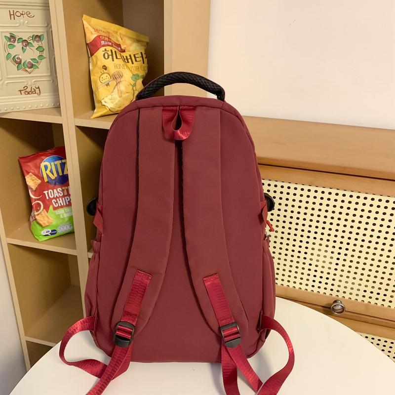 Solid Color Schoolbag Female Backpack Student Large Capacity Backpack