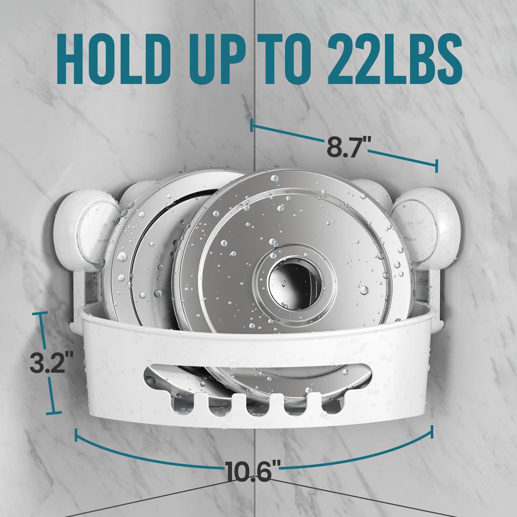 TAILI Eck-Duschablage Saugknopf Bohren Nicht erforderlich Abnehmbarer Duschkorb Leistungsstarke Saugkraft Badezimmer Duschregal Organizer