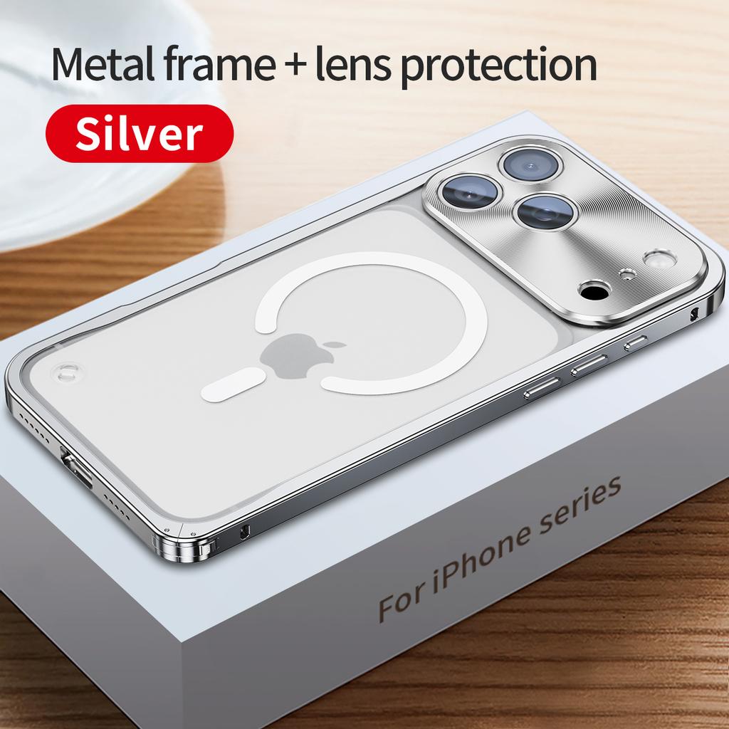 Magnetischer Metallrahmen Handyhülle Für 17 18 Pro Max Aluminium Schnalle Handyhülle Für Magsafe Mattes PC Rückseiten Schale