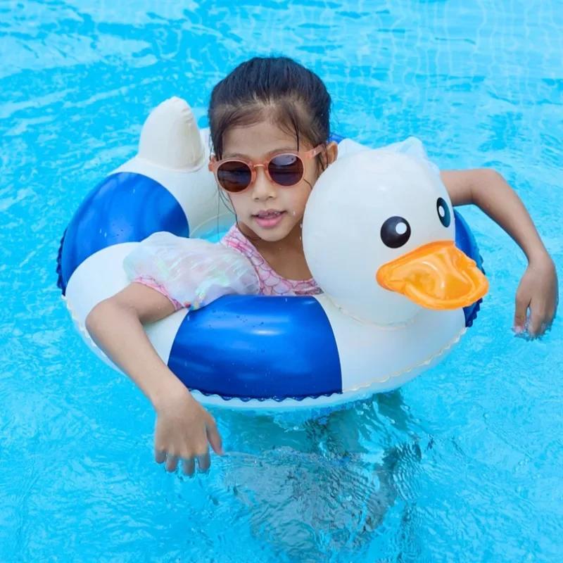 Striped Duck Baby Inflatable Toys PVC Cartoon Thickened Swimming Ring Summer Pool Beach Inflatable Floating Water Toys