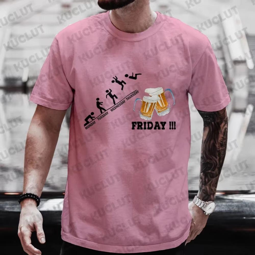 Men T-Shirt for Friday Weekend Week Beers Fridays Graphic Men's T Shirts Funny Drinker T Shirt Drinking Day Short Sleeve Tops