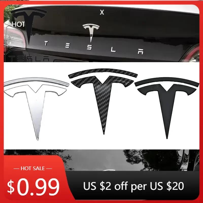 Samolepka na auto Tesla 2 ks 3D ABS Černý Chrom Červený Karbonový Znak na přední kapotu auta Samolepka se znakem na zadní kufr Pro Tesla 3 Y Dekály Příslušenství