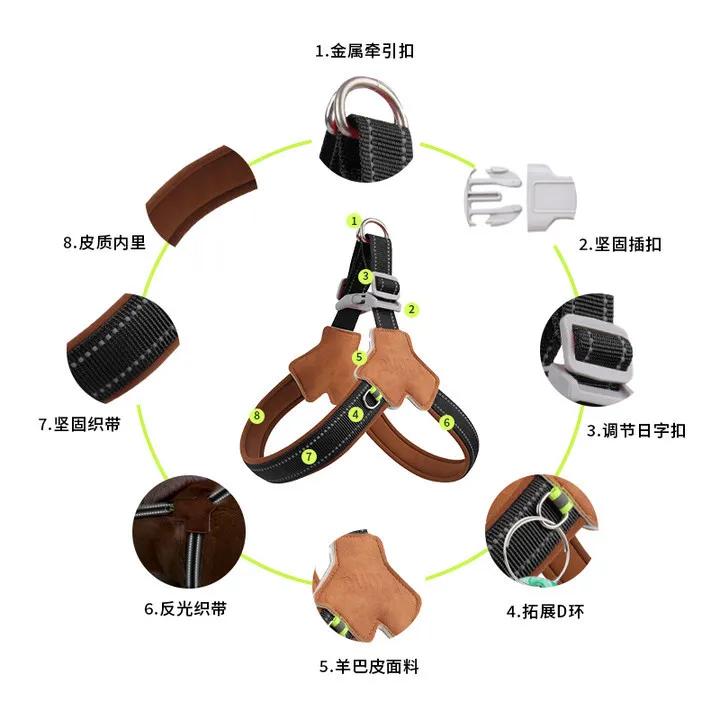 

Dog Leash Walking Dog Leash Retractable Reflective Pet Chest Strap Summer Breathable Pet Chest Back Strap S чёрный