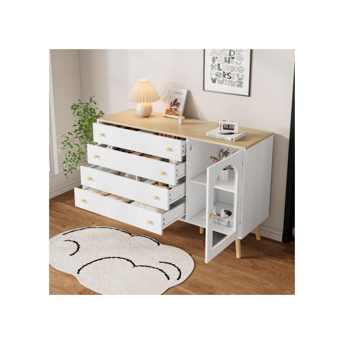 Commode - MUVOE - 4 tiroirs - Blanche - 120x40x77,5 cm - Design moderne