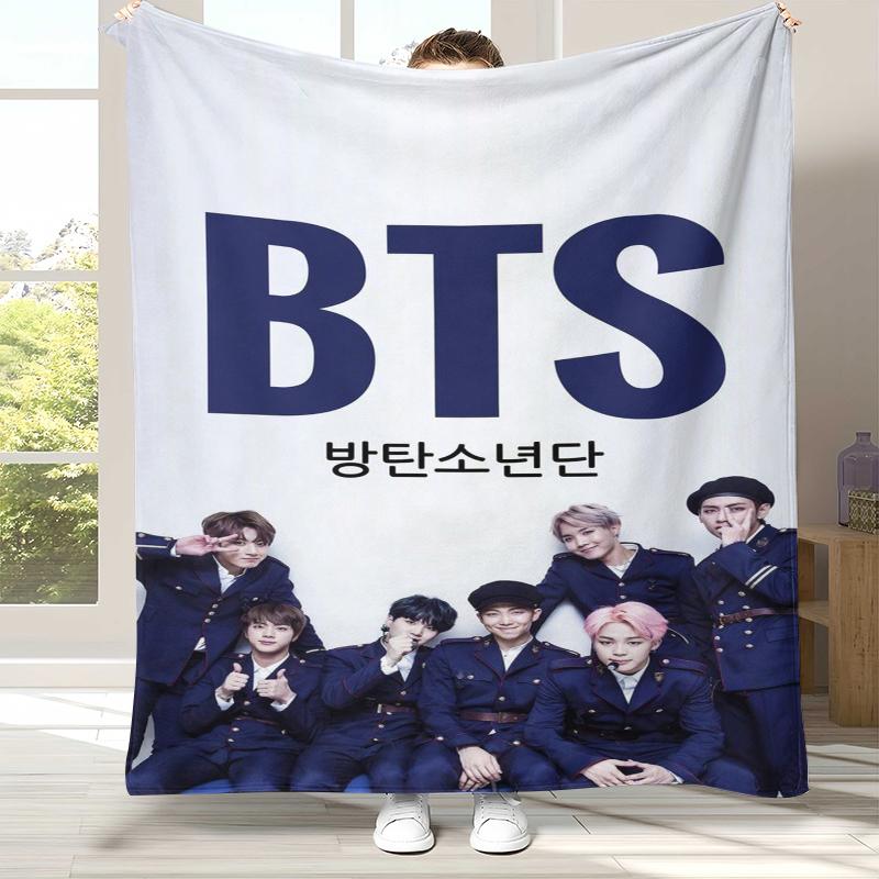 Fashion B-BTS Kpop Flannel Blanket,Ultra Soft Warm Plush Throw for Home Bedroom Bed Sofa Cover Office Camping Picnic gift