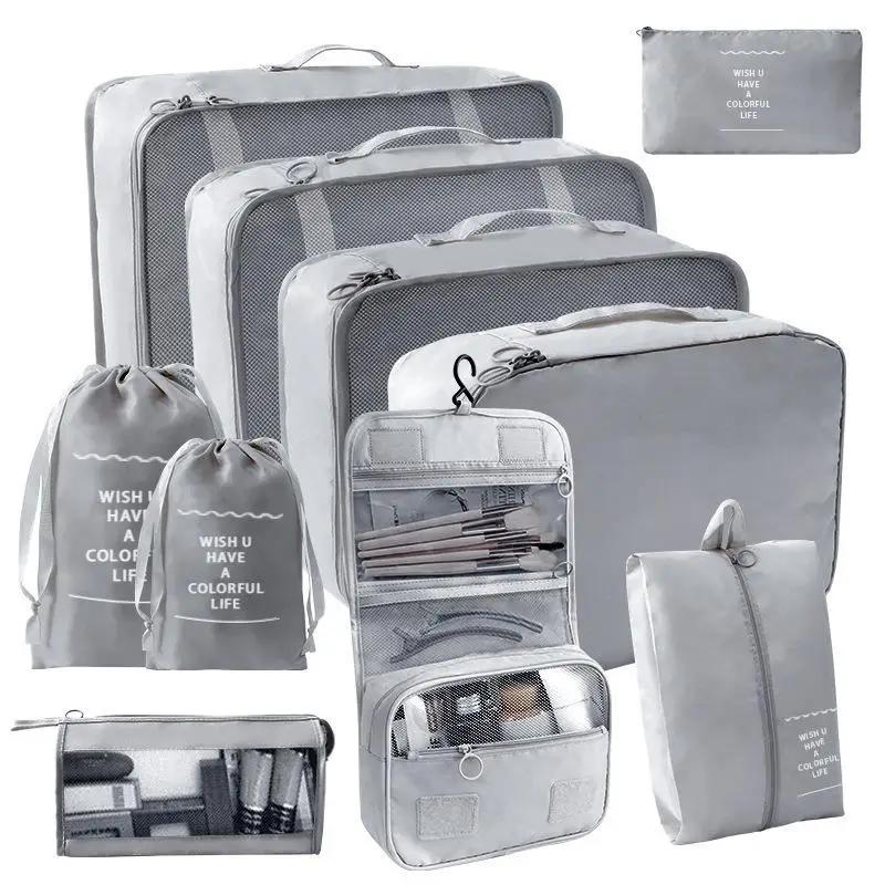 Travel 7/10 Pcs Set Organizer Suitcase Packing Cubes Set Cases Portable Luggage Clothes Shoe Tidy Pouch Folding Storage Bags