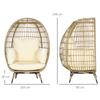 Rattan Style Wicker Chair With Soft Cushions Aluminum Frame Khaki And Beige 105 X 90 X 148 Cm