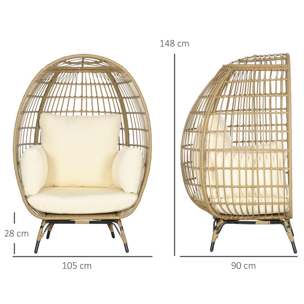 Rattan Style Wicker Chair With Soft Cushions Aluminum Frame Khaki And Beige 105 X 90 X 148 Cm