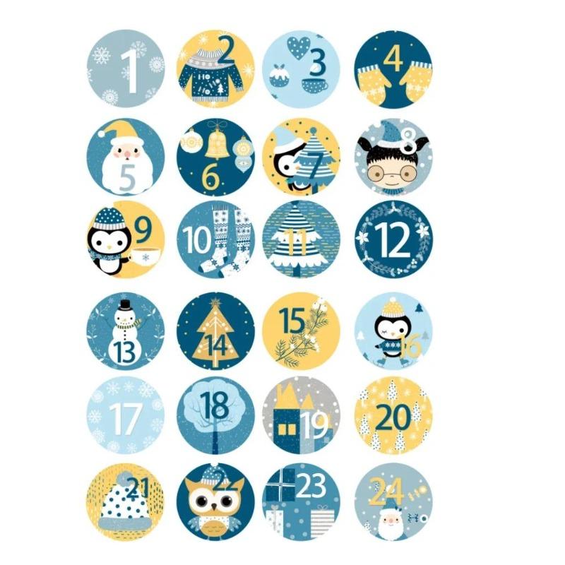 1sheet Merry Christmas Stickers Advent Calendar Number Sticker Handmade Cookie Candy Gift Seal Label Paper Sticker