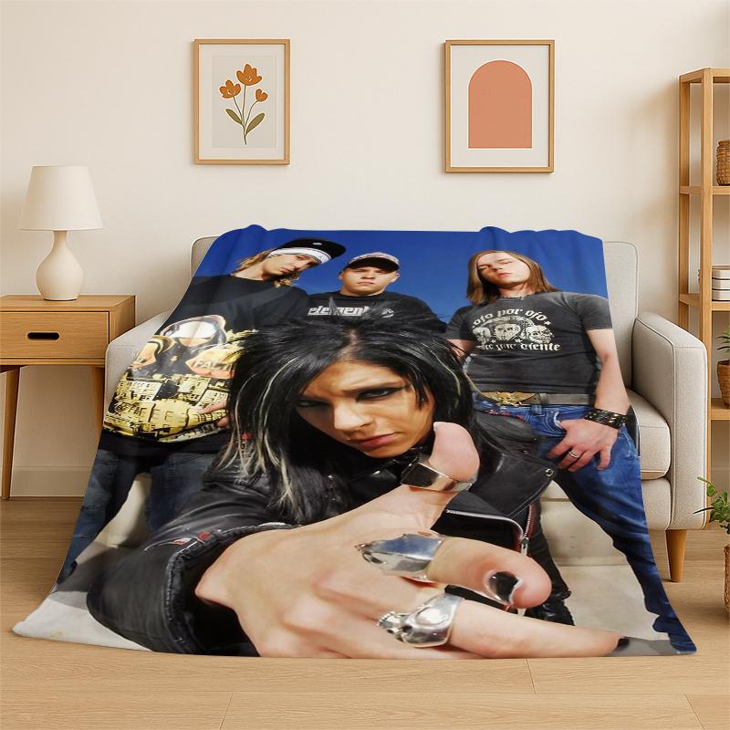 

Rock Band Tokio Hotel Bill Kaulitz Flannel Blanket Soft Warm Throw Blanket for Bedroom Living Room Bed Travel Camping Picnic 75x90cm