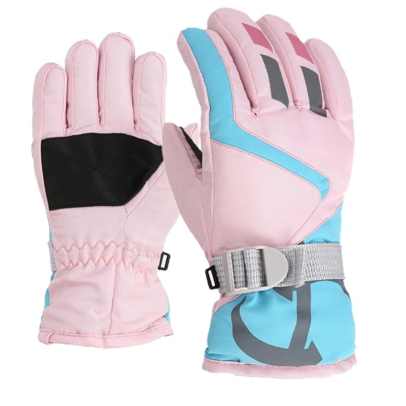 Anti Slip Snow Gloves Adjustable Wrist Strap Gloves Warm Mittens Outdoor Skiing Gloves Skating Essential for 3-16T Kids