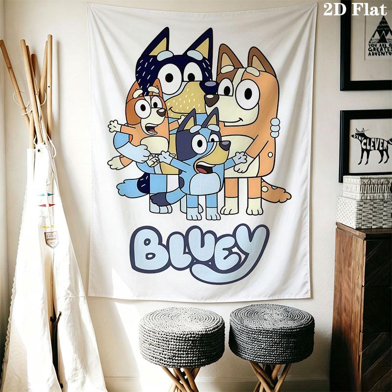 Bluey Animation Wall Hanging Printed Fabric Blanket Decorative Tapestries for Bedroom Living Room Home Decor