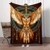 Tribal Owl Feather Dreamcatcher Pattern Flannel Blanket Boho Style Soft Warm Throw Blanket for Living Room Decor Gift