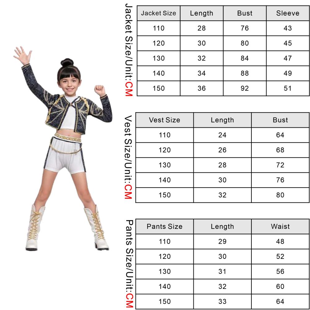 3Pcs Children Girls Rumi Cosplay Costume Idol Star Kpop Group Role-Playing Clothes Anime Stage Performance Costume Halloween Set
