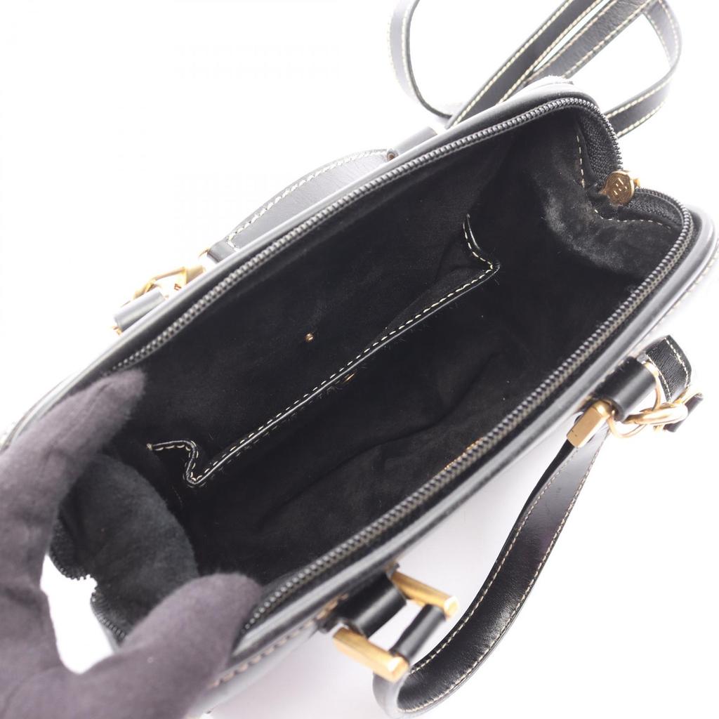 Used FENDI Handbag Leather Black Used Women