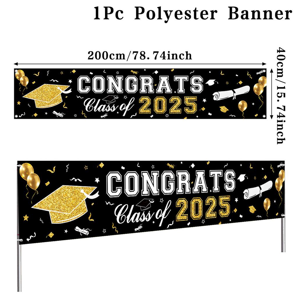 Herzlichen Glückwunsch Abschlussjahrgang 2025 Polyester Hängebanner Abschlusssaison Partydeko Outdoor Abschlusszeremonie Partyzubehör