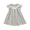 Summer Girls Floral Cotton Dress Sweet Round Neck Flutter Sleeve Princess Casual Dress For Kids