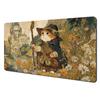 Cute Fantasy Mage Cat Mouse Pad Waterproof Nonslip Retro Medieval Castle Art Mousepad Computer Gaming Mousepad