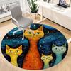 1pc Cat Family Office Round Area Rug, Indoor Mat Suitable ForOffice, Under Office Chairs Bedroom Living Room Home Decor, Room Deco D022