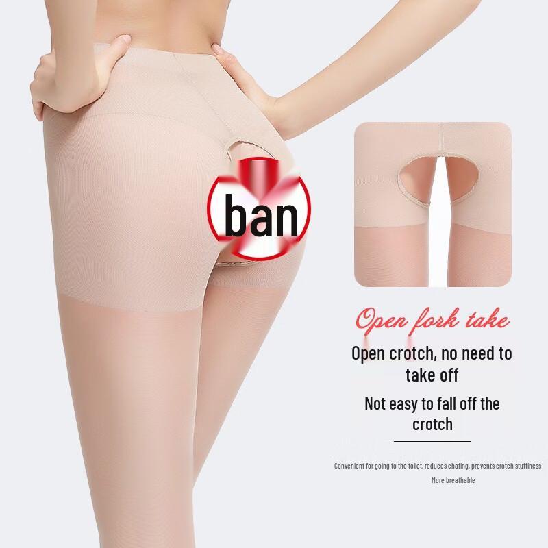 LangSha Women's Sexy Open Crotch Sheer Lingerie Pantyhose