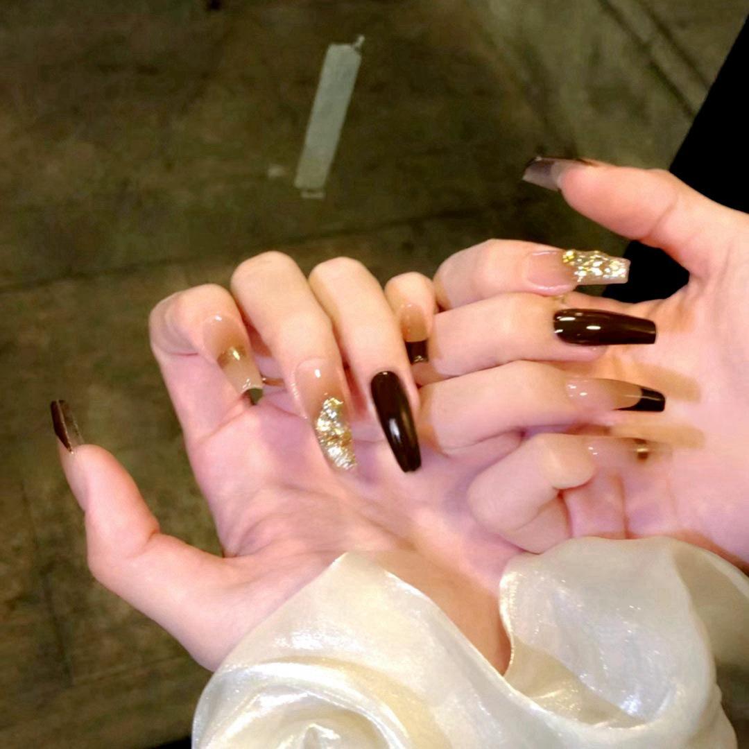 

B560 Gold Powder French Manicure: Autumn/Winter Trendy Nail Patches B560-As Beautiful as a Flower [Glue On]