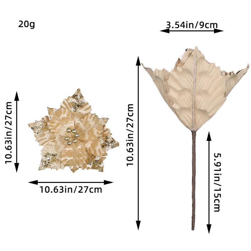 

6 pcs New arrival Christmas poinsettia flowers for decor, home decor artificial flowers, christmas tree decor covers flower, New year s tree decor gold-6pcs