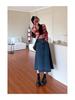 Autumn 2024 High-Waisted A-line Denim Maxi Skirt for Petite Women