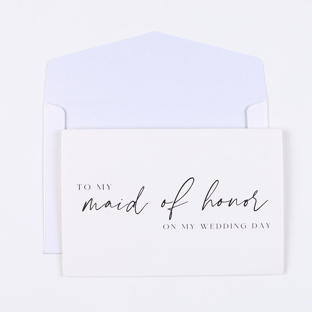 

1/5Pcs To My Maid Of Honor On My Wedding Day Card with Envelope for Wedding Invitation Bridesmaid Proposal 1Pc білий