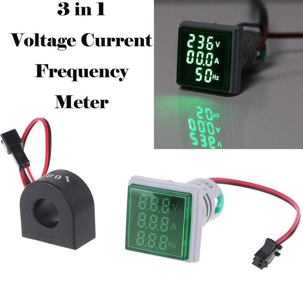 AC 60-500V 110V 220V Ammeter Voltmeter HZ Hertz Frequency Meter 22mm Digital Current Voltage Amp Signal Light LED Lamp Indicator