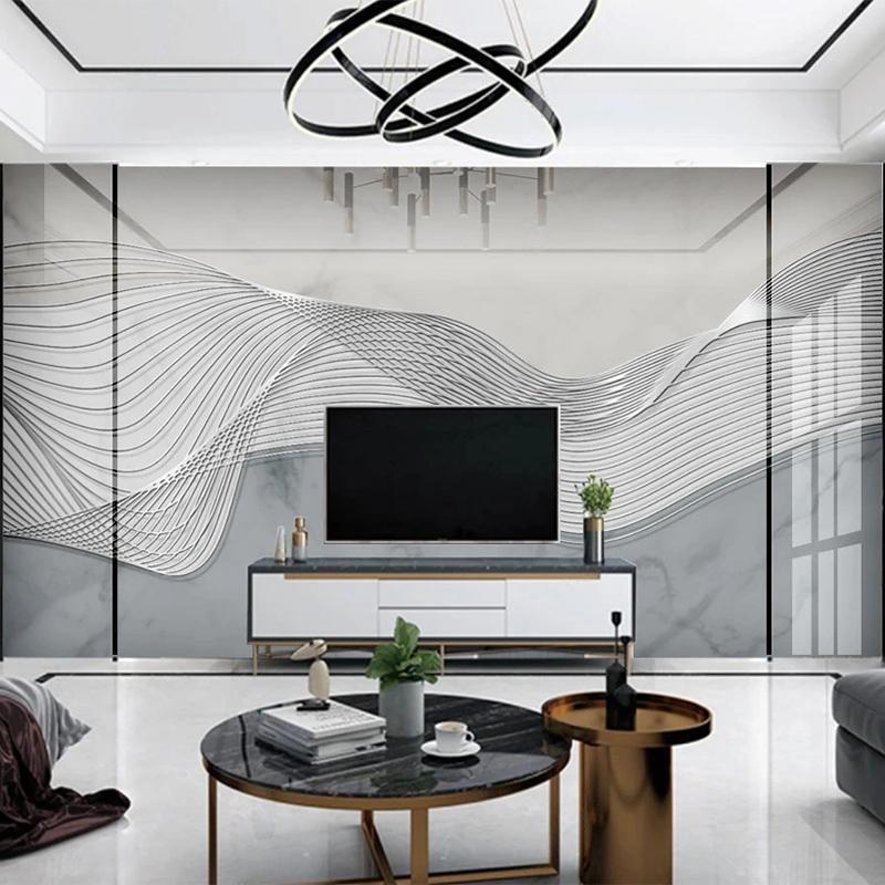 Individuelle Wandbildtapete Modern 3D Stereo Abstrakt Goldene Linien Fresko Wohnzimmer TV Sofa Schlafzimmer Hintergrundwand Papel De Parede