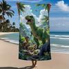 Asciugamano da Spiaggia Dinosauro T-Rex 2D Stampa Giurassica Realistica Asciugatura Rapida Assorbente per Bambini Ragazzi