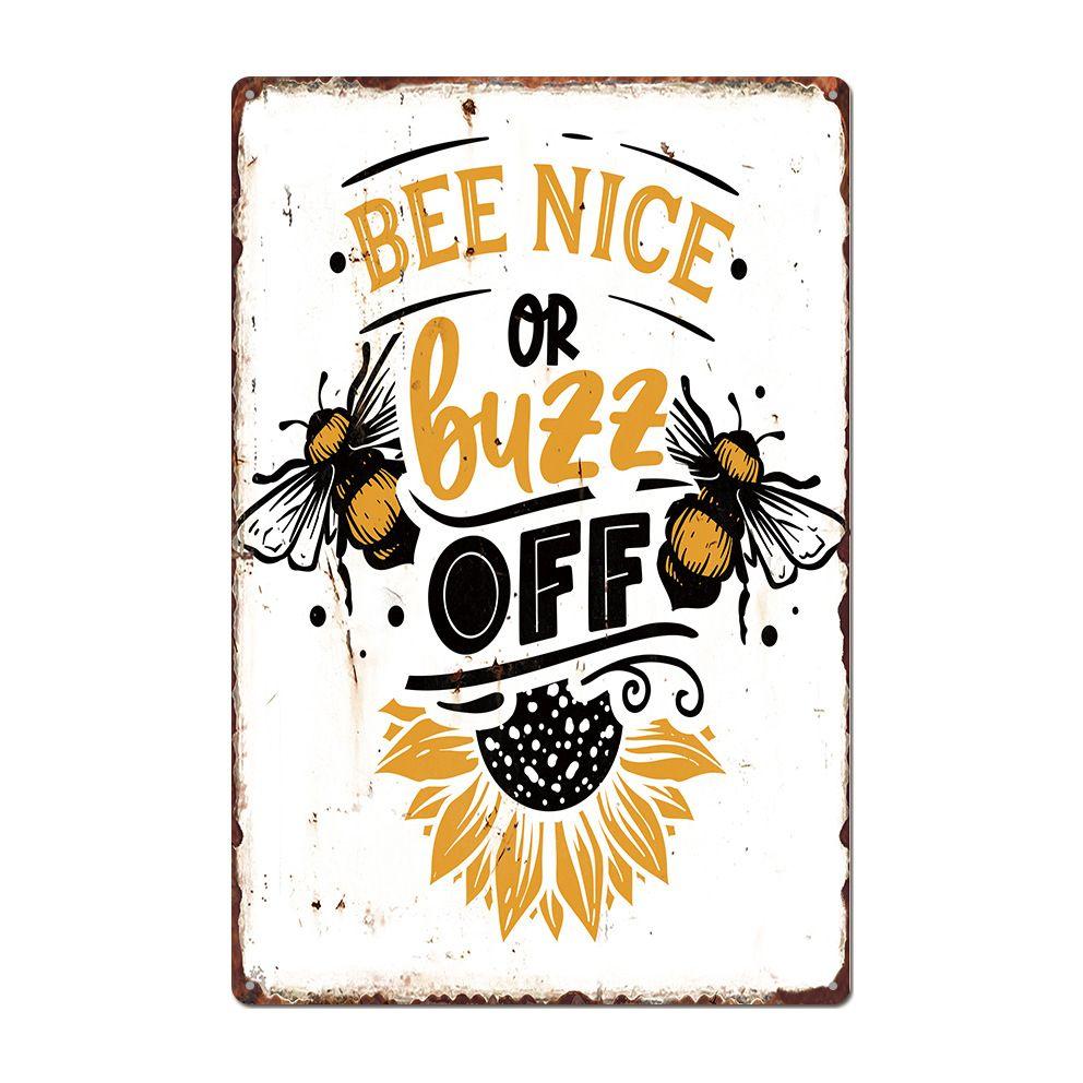 Bee Series Metal Tin Sign Wall Decor 20x30cm