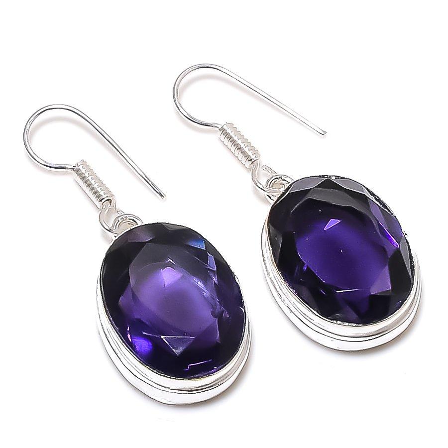 

Этнические ювелирные серьги ручной работы с аметистом, 1,46 дюйма, SR-7789