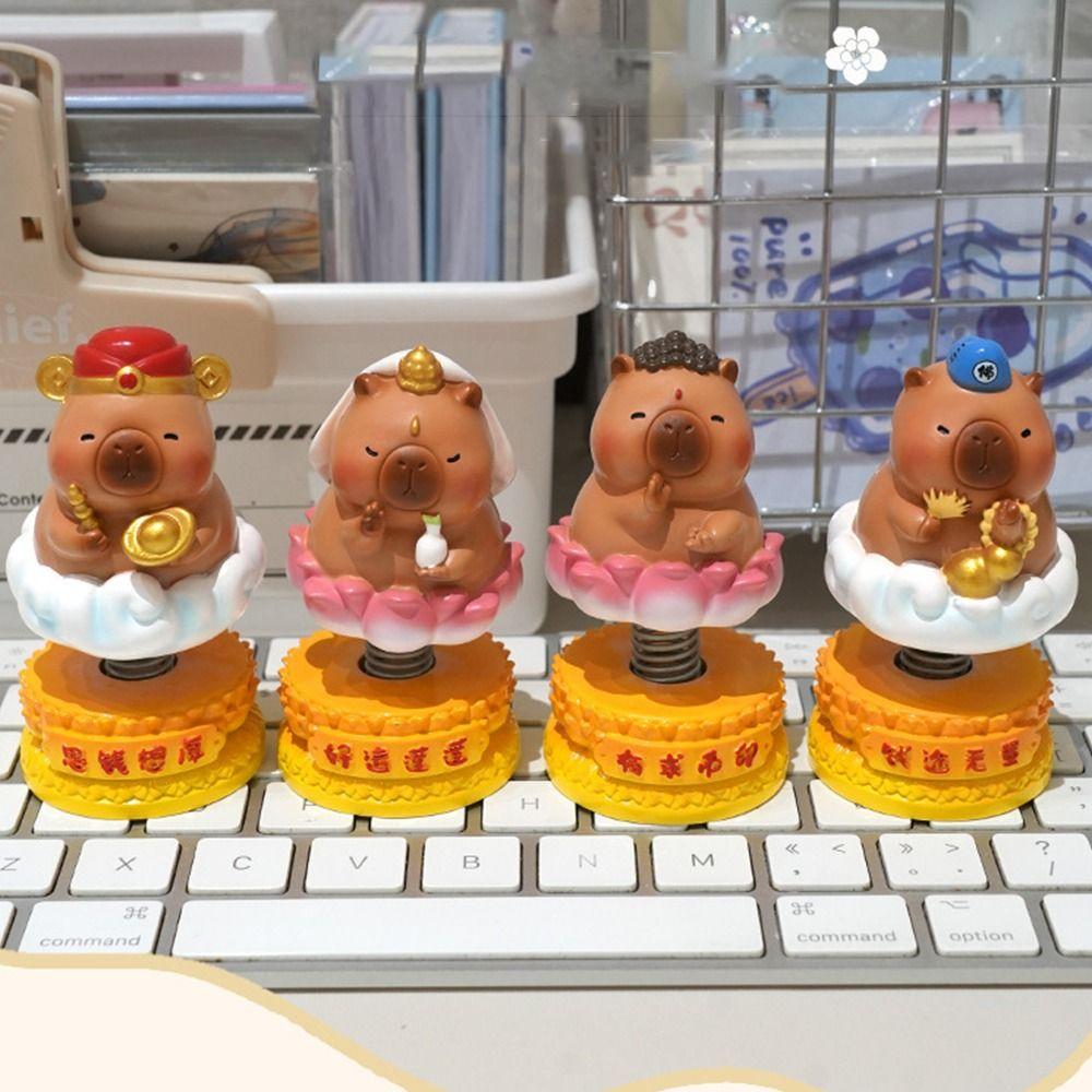 

Kawaii Capybara Car Interior Figurines Creative Miniature Figurine Ornament Home Decoration Style 3