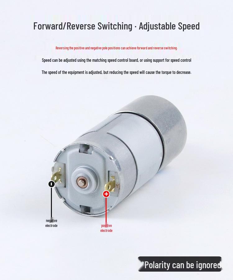 37mm 12/24V Mini DC Geared Motor with 545 Brushed Low-Speed Reducer