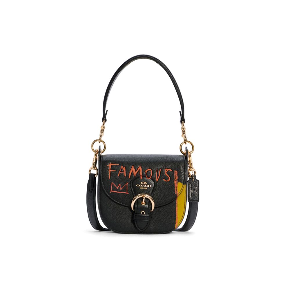 

Coach X Jean Michel Basquiat Kleo 17 Graffiti Print Leather Saddle Bag Women shoulder bag Black C5663-IMA47 Basic Set (Bag+Dust Bag)