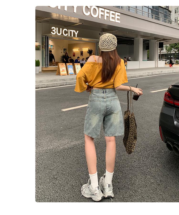 Damen Retro Denim Weite Hosenshorts - Hohe Qualität, Schlankmachend, Gerader Schnitt, Frühjahr/Sommer 2026 Kollektion