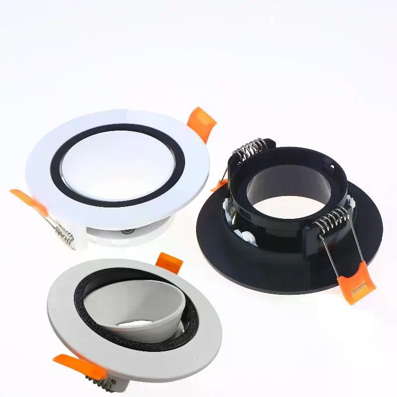 White/Black GU10 Lamp Holder Base Kit - 360° Adjustable Ceiling Spotlight with Easy Snap-In Installation