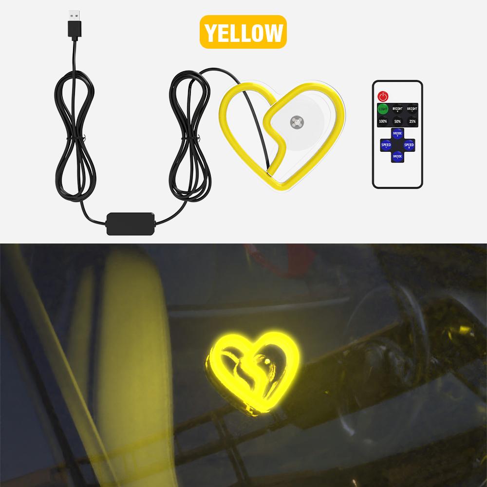 LED Window Automobile Lights for Car, Neon Lights Car Decoration, Glowing Heart Atmosphere Lights USBwiring,interior Decoration