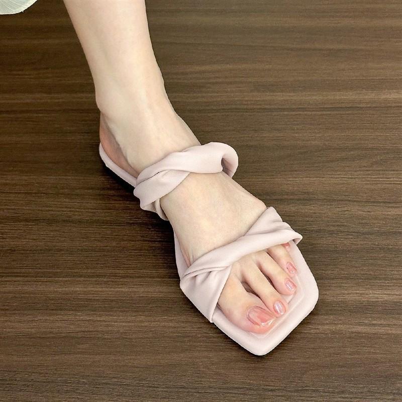 Soft and easy to wear! Pink purple flat-soled sandals women wear sandals soft-soled shoes in summer