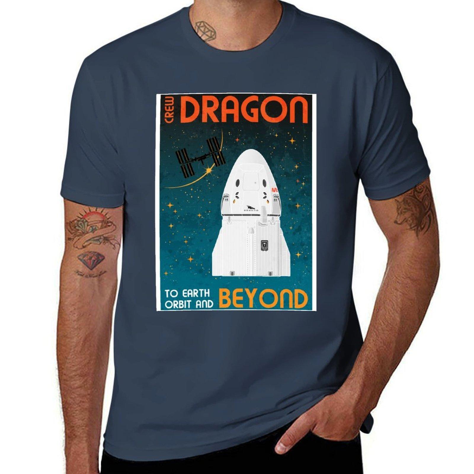 Crew Dragon To Earth Orbit And Beyond (Retro) Tshirt Quick Dry Light Sports Tshirt S