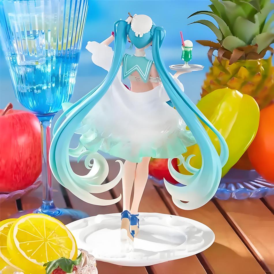 18CM Anime Hatsune Miku Figure Soda Cream Dress The Props Kawaii Desktop Decoration Figurine Collectible Ornaments Model Toy PVC Kid Friendly