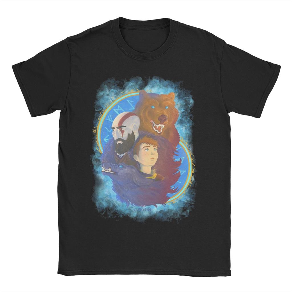 God of War Kratos Survive Game Unisex Women T Shirts Casual Tees Short Sleeve Round Neck TShirts Pure Cotton Plus Size Clothes