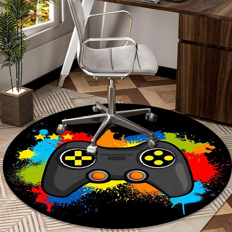 Energetic Gaming Controller round carpet Chair cushion Round Entryway Rug, Soft Round Rugs for Living Room, Bedroom, Circle Carpet decor gifts
