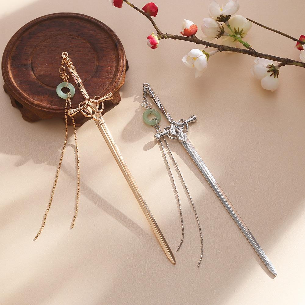Sword Hairpin Vintage Hair Sticks Chinese Hair Accessory Hanfu Hairpin Tassel Alloy Ponytail Holder Fashion Jewelry for Women